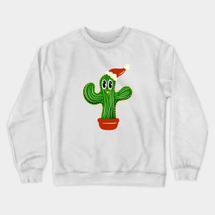 Cartoon Christmas Cactus Time! Crewneck Sweatshirt